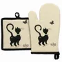 Potholders - Dubout Chat Papillon Oven Mitt and Pot Holder Beige 18 X 28 - MAISON VIVARAISE - SDE VIVARAISE WINKLER