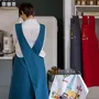 Aprons - Recycled Japanese Kitchen Apron Tour Eiffel Paon 125 X 85 - MAISON VIVARAISE - SDE VIVARAISE WINKLER