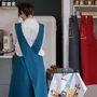 Aprons - Recycled Japanese Kitchen Apron Tour Eiffel Rouge 125 X 85 - MAISON VIVARAISE - SDE VIVARAISE WINKLER