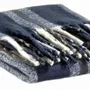 Throw blankets - Recycled Striped Plaid Isabel Marine 130 X 160 - MAISON VIVARAISE - SDE VIVARAISE WINKLER