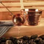 Spa - Handcrafted Hammered Copper Sauna Bucket & Ladle Set – 3L with Wooden - BELS & PEARL