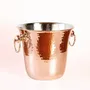 Wine accessories - Handcrafted Hammered Copper Wine & Ice Bucket with Solid Brass Handles - BELS & PEARL