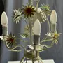 Suspensions - Petit lustre vintage à fleurs en métal crème fleurs orange à 3 bras - OFFICE OBJETS