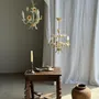 Suspensions - Petit lustre vintage à fleurs en métal crème fleurs orange à 3 bras - OFFICE OBJETS