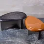 Tables pour hôtels - MASK Table Basse ovale S bois laqué Caramel & acier inoxidable brossé - DUISTT