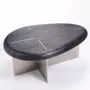 Tables pour hôtels - MASK Table Basse Ovale L Bois Sablé noir, pied Acier Inoxidable Brossé - DUISTT