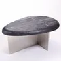 Tables pour hôtels - MASK Table Basse Ovale L Bois Sablé noir, pied Acier Inoxidable Brossé - DUISTT
