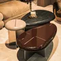Tables pour hôtels - MASK Table Basse Ovale L Bois Sablé noir, pied Acier Inoxidable Brossé - DUISTT