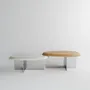 Tables pour hôtels - MASK Table Basse ovale S bois laqué Caramel & acier inoxidable brossé - DUISTT