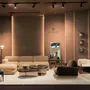 Office desks - COPACABANA natural oak and travertine open bookcase with brass details - DUISTT