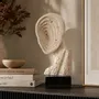 Hotel bedrooms - Handcrafted Travertine Abstract Sculpture with Black Marble Base - BELS & PEARL