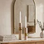 Candlesticks and candle holders - Handcrafted Travertine Brass Candle Holder Set Sculptural Candlestick - BELS & PEARL