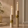 Candlesticks and candle holders - Handcrafted Travertine Brass Candle Holder Set Sculptural Candlestick - BELS & PEARL