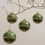 Other Christmas decorations - 4 brown glass Christmas baubles with a checkered pattern - DAGMARA MY CHRISTMAS