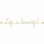 Autres décorations murales - Décoration Murale Phrase en fil de laiton doré " Life is beautiful " - BIJOUX DE MUR