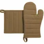 Potholders - Recycled oven glove and pot holder set Jona Tabac 15 X 30 - MAISON VIVARAISE - SDE VIVARAISE WINKLER