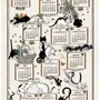Torchons - Torchon Dubout Ribambelle chats calendrier 2027 Ecru 48 x 72 - MAISON VIVARAISE - SDE VIVARAISE WINKLER