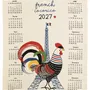 Torchons - Torchon Calendrier recyclé French Cocorico 2027 Ecru 50 x 70 - MAISON VIVARAISE - SDE VIVARAISE WINKLER