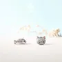 Cat & Fishbone Mismatched Stud Earrings - PINTONIK