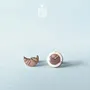 Croissant & Coffee Mismatched Studs - PINTONIK