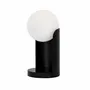Table lamps - White glass and black steel table lamp with porcelain marble base - ANGEL CERDÁ