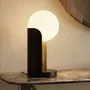 Table lamps - White glass and black steel table lamp with porcelain marble base - ANGEL CERDÁ