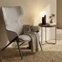 Table lamps - White glass and black steel table lamp with porcelain marble base - ANGEL CERDÁ