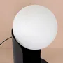 Table lamps - White glass and black steel table lamp with porcelain marble base - ANGEL CERDÁ