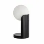 Table lamps - White glass and black steel table lamp with porcelain marble base - ANGEL CERDÁ