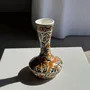 Objets de décoration - Petit vase soliflore blanc à décor floral et animalier orange H14 L9 - OFFICE OBJETS