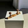 Objets de décoration - Petite patère à deux accroches en pin boutons ronds plats H8 - OFFICE OBJETS