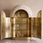 Armoires - Arcana Mother-of-Pearl and Brass Sculptural Bar Cabinet - HOUSE OF JAIPUR