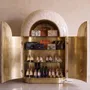 Armoires - Arcana Mother-of-Pearl and Brass Sculptural Bar Cabinet - HOUSE OF JAIPUR