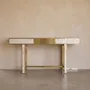 Consoles - Arcana Mother-of-Pearl Inlay and Brass Console Table - HOUSE OF JAIPUR