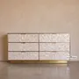 Chests of drawers - Arcana Mother-of-Pearl and Brass Six-Drawer Dresser - HOUSE OF JAIPUR