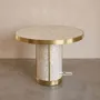 Dining Tables - Arcana Mother-of-Pearl and Brushed-Brass Round Dining Table - HOUSE OF JAIPUR