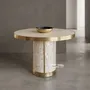 Dining Tables - Arcana Mother-of-Pearl and Brushed-Brass Round Dining Table - HOUSE OF JAIPUR