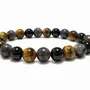 Bracelets - Bracelet Larvikite, Œil de Tigre & Onyx Noir A perles 8mm - ARABESK