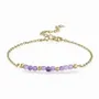 Bracelets - Faceted Grade-A Amethyst Bracelet – Gold-Tone Stainless Steel - ARABESK