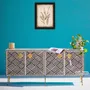 TV stands - Monochrome Media Console — Bone Inlay - HOUSE OF JAIPUR
