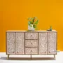 Buffets - Floral Cabinet - Teak Wood Cabinet - HOUSE OF JAIPUR