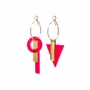 Jewelry - TIKA COMPO RING earrings Fluo Pink Gold - TELLMEE