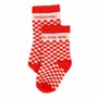 Children's fashion - Bamboo checkerboard baby socks "Chouchou du Père Noël" Red 6-18M - BB&CO