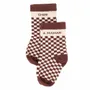 Children's fashion - Bamboo checkerboard baby socks "Chéri à maman" Mocha 6-18M - BB&CO