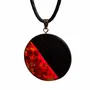 Jewelry - Bog Oak & Baltic Amber Pendant – Round, 40x40x6 mm – Baltic Ember Halo - GLASS4CANDLES