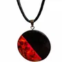 Jewelry - Bog Oak & Baltic Amber Pendant – Round, 40x40x6 mm – Baltic Ember Halo - GLASS4CANDLES