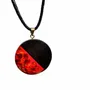 Jewelry - Bog Oak & Baltic Amber Pendant – Round, 40x40x6 mm – Baltic Ember Halo - GLASS4CANDLES