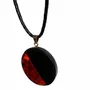 Jewelry - Bog Oak & Baltic Amber Pendant – Round, 40x40x6 mm – Baltic Ember Halo - GLASS4CANDLES