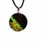 Jewelry - Bog Oak & Baltic Amber Pendant – Round, 40x40x6 mm – Green Halo Disc - GLASS4CANDLES