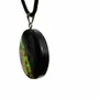 Jewelry - Bog Oak & Baltic Amber Pendant – Round, 40x40x6 mm – Green Halo Disc - GLASS4CANDLES